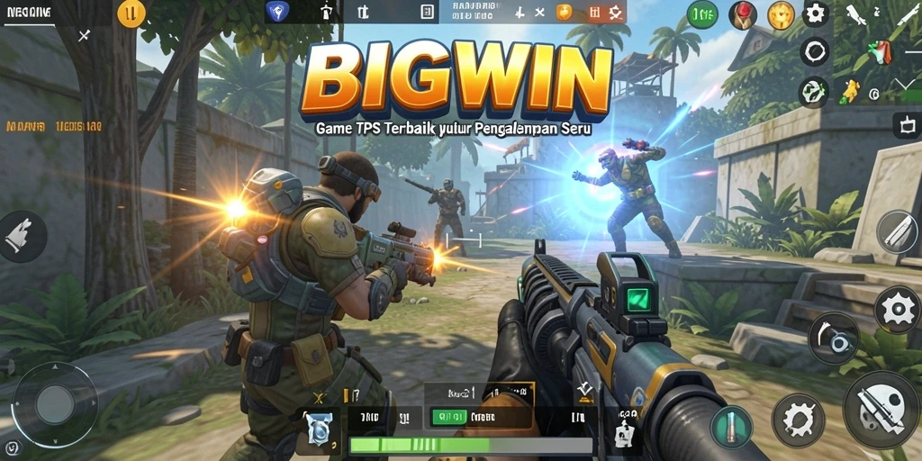Screenshot utama BIGWIN menampilkan aksi seru dalam gameplay TPS.