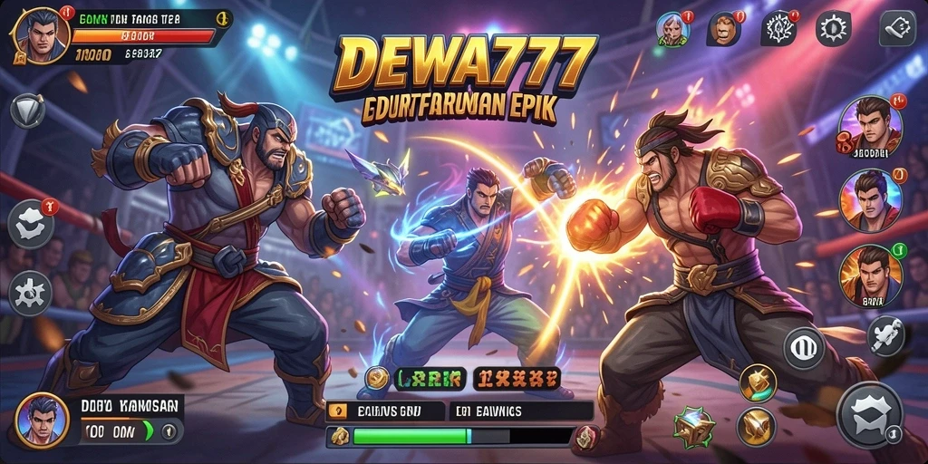 Tampilan gameplay DEWA777 dengan pertarungan yang mendebarkan.