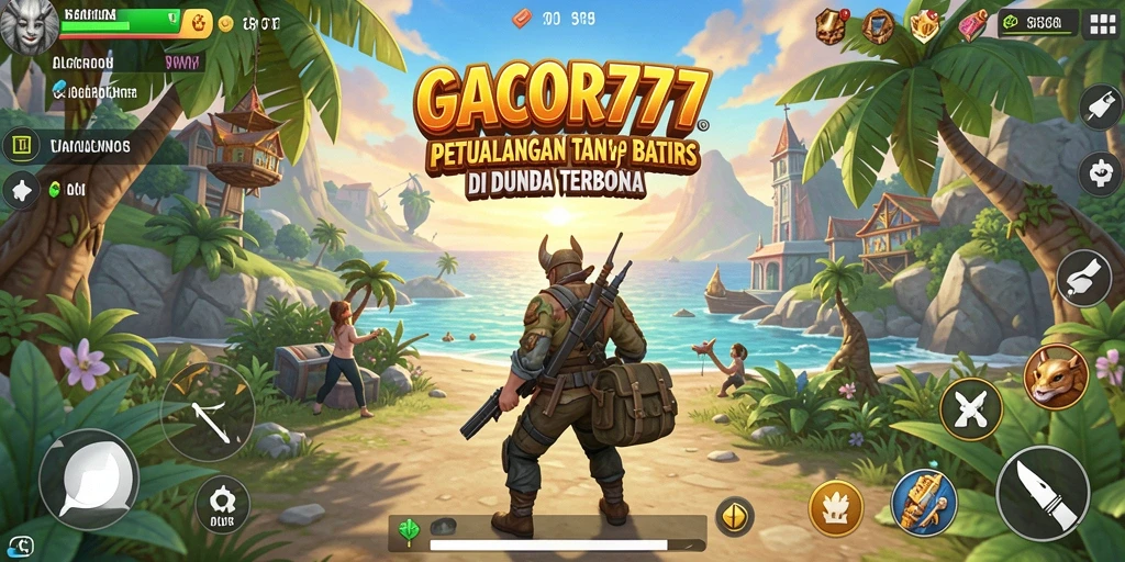Screenshot gameplay GACOR777 menampilkan petualangan di dunia terbuka yang luas.