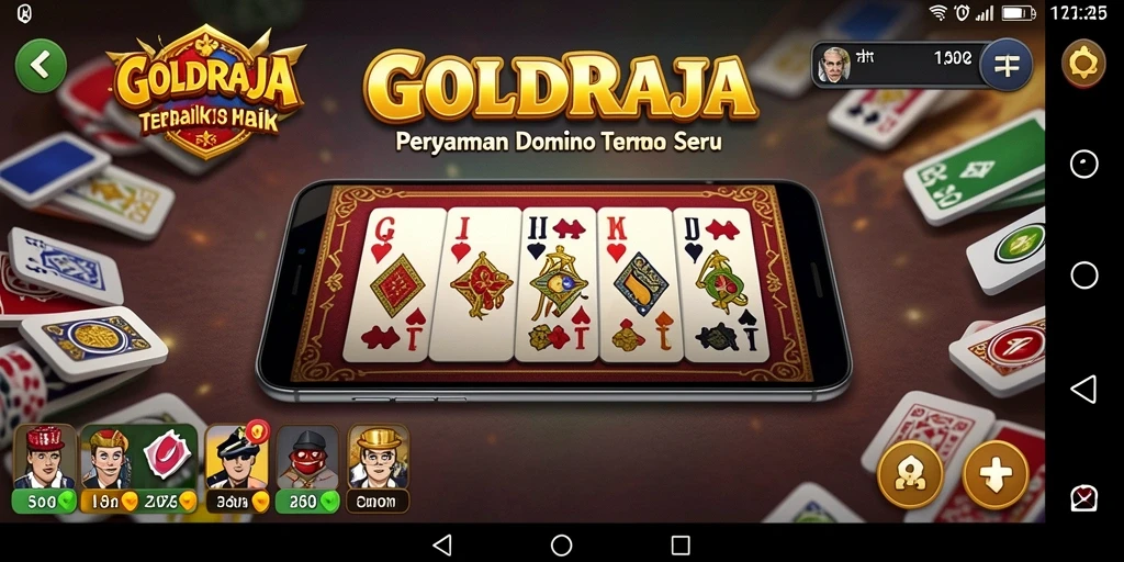 Screenshot gameplay GOLDRAJA menampilkan aksi seru permainan domino.