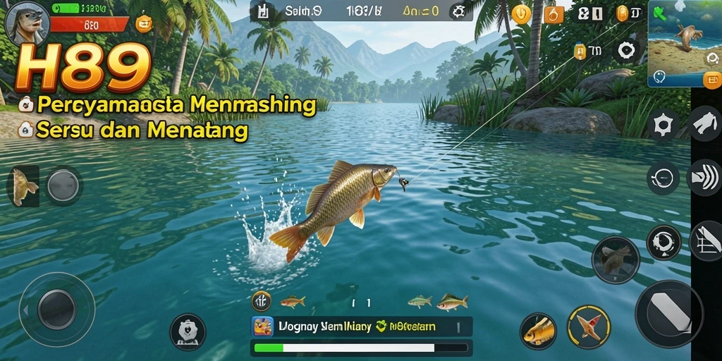 Screenshot H89 menampilkan gameplay memancing yang mendebarkan dan menantang.