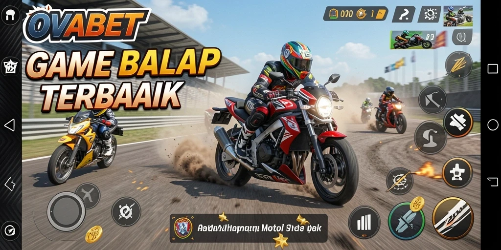 Tampilan menarik dari gameplay balap motor yang mendebarkan.