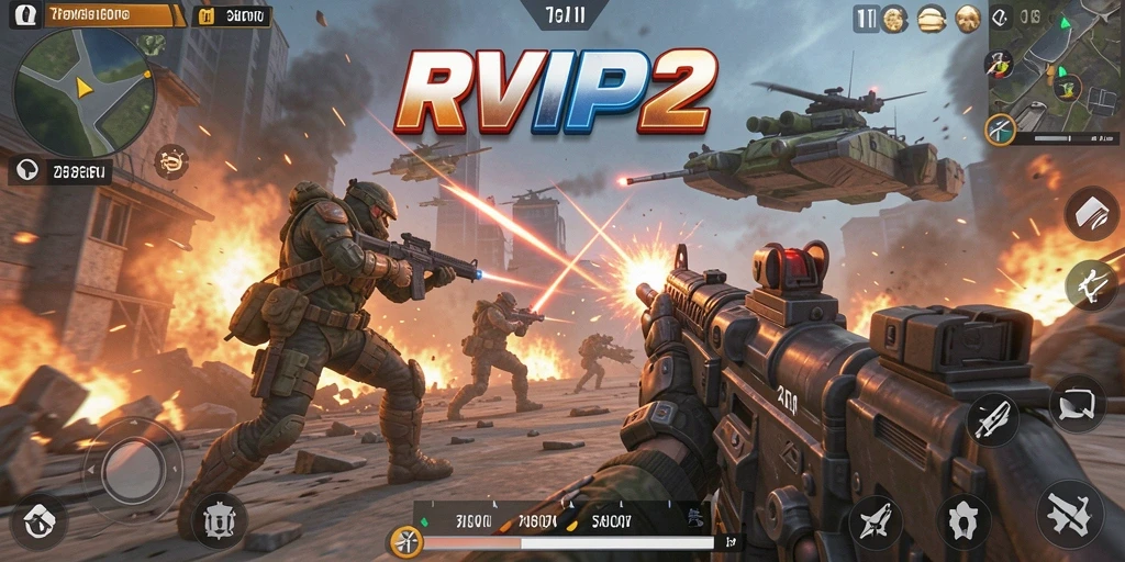 Screenshot menunjukkan intensitas pertempuran di RVIP2 dengan grafis yang memukau.