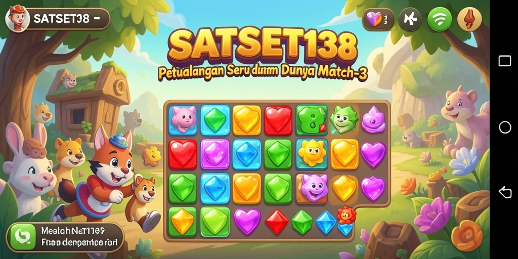 Tangkapan layar SATSET138 menampilkan gameplay seru Match-3.