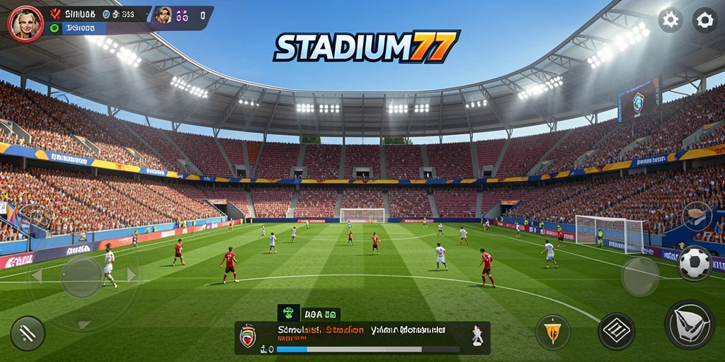 Tampilan menakjubkan gameplay STADIUM77 dengan desain stadion unik.